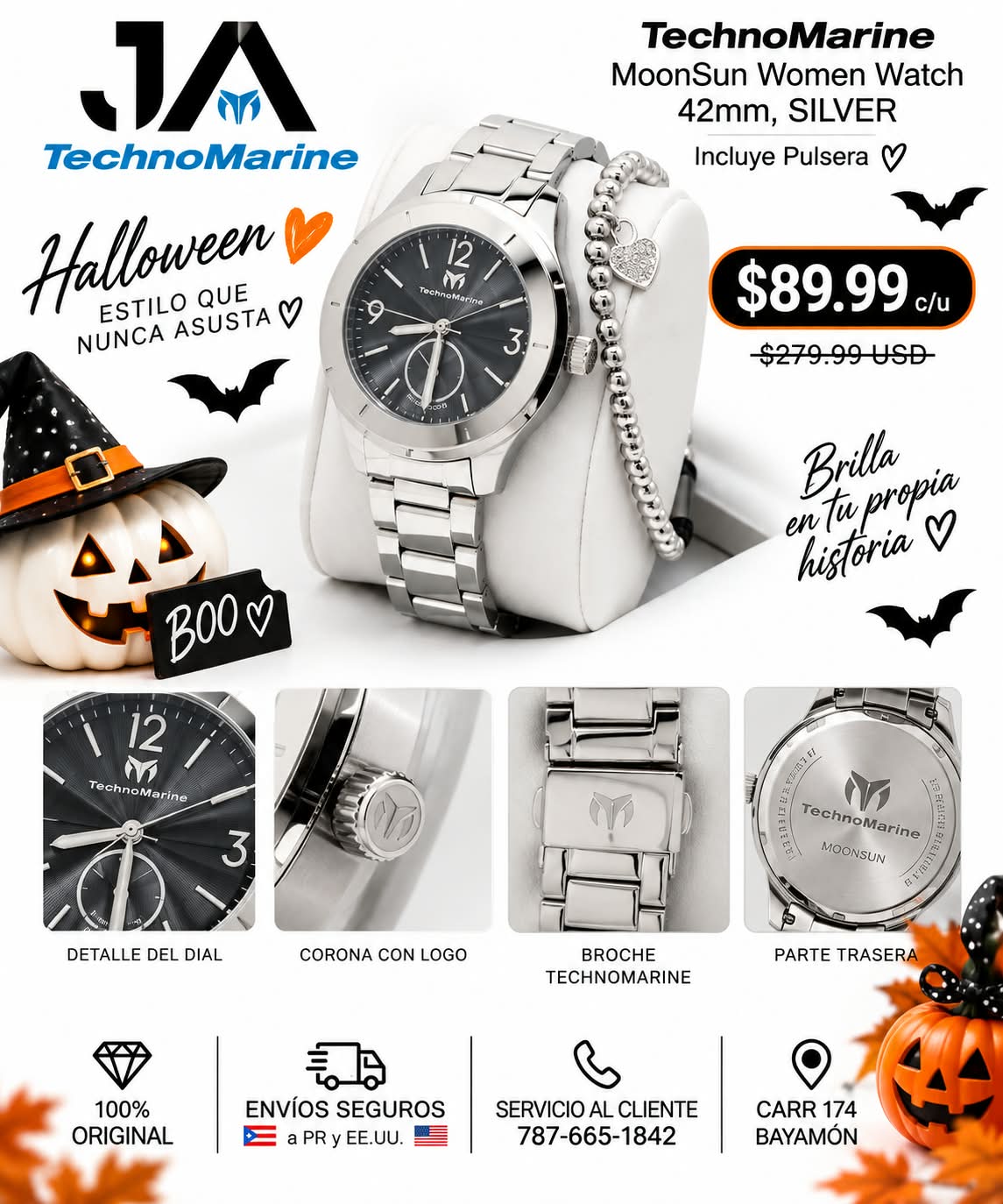 TechnoMarine MoonSun MoonSun Women Watch - 42mm, SILVER Incluye Pulsera