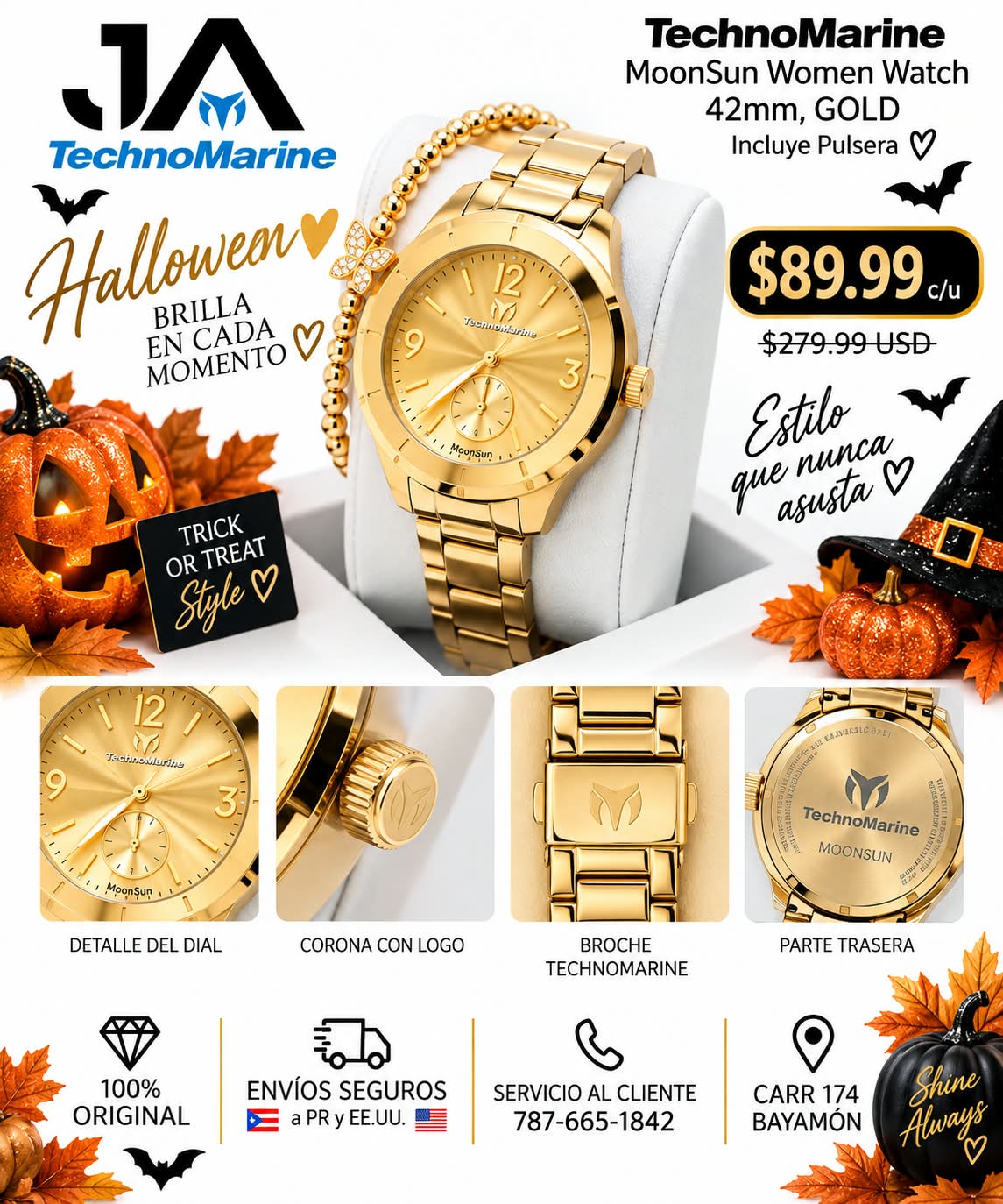 TechnoMarine MoonSun MoonSun Women Watch - 42mm GOLD AND GOLD Una Pulsera