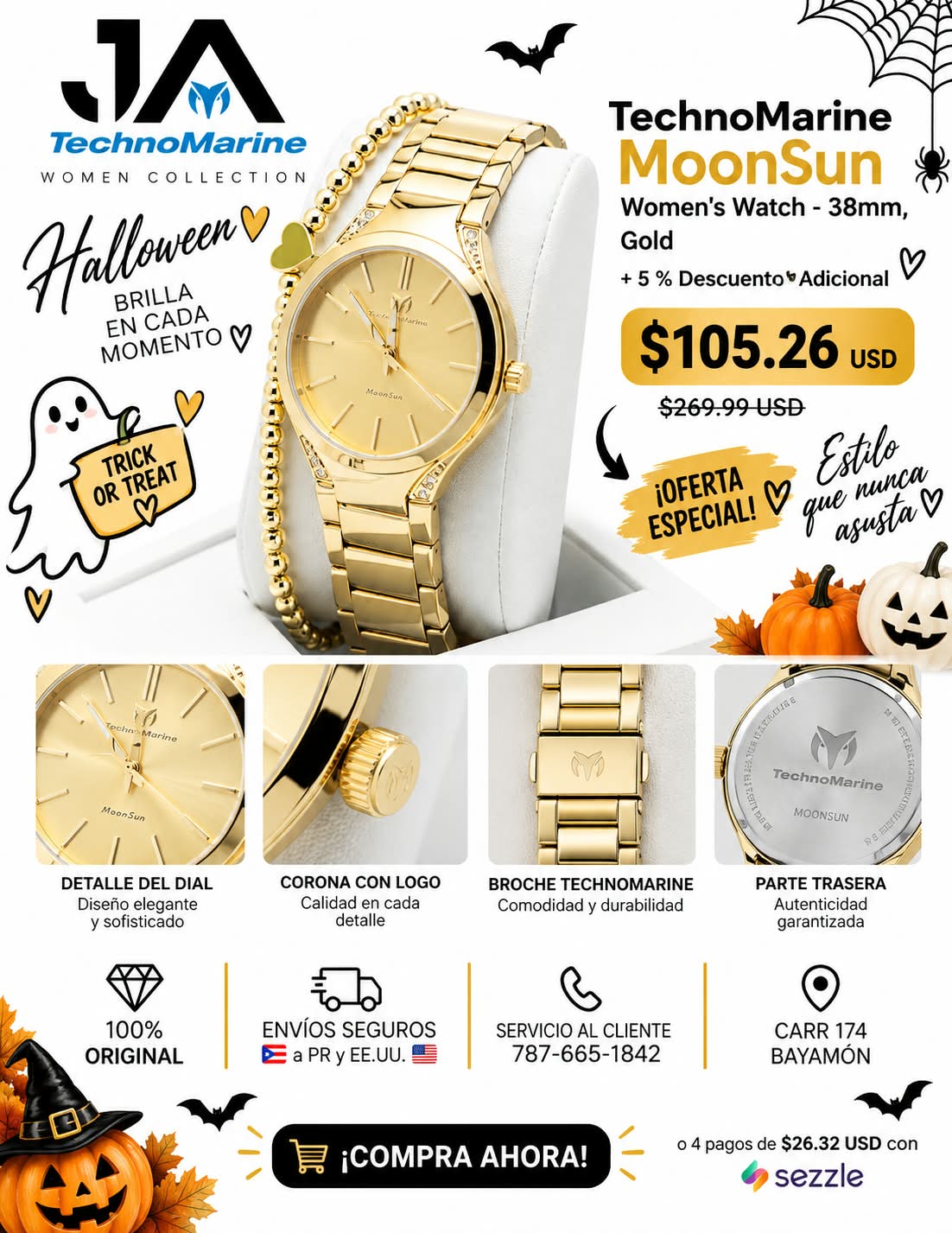 TECHNOMARINE Gold MoonSun Women Watch