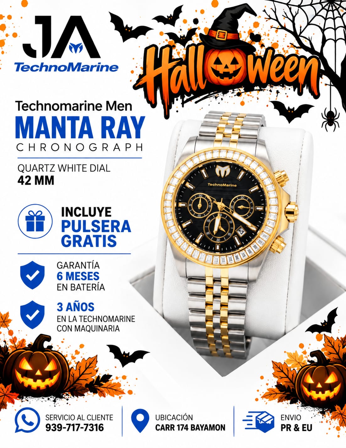 Technomarine Men Manta Ray Chronograph Quartz White Dial 42 mm