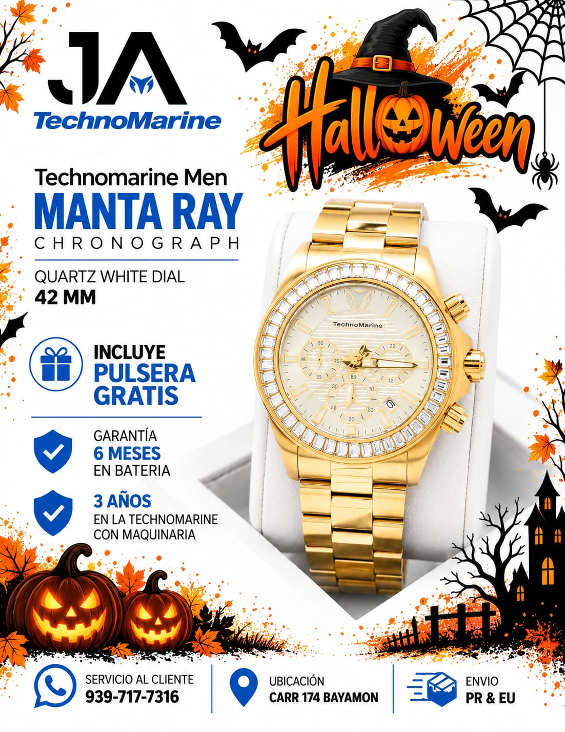 Technomarine Men Manta Ray Chronograph Quartz White Dial 42 mm