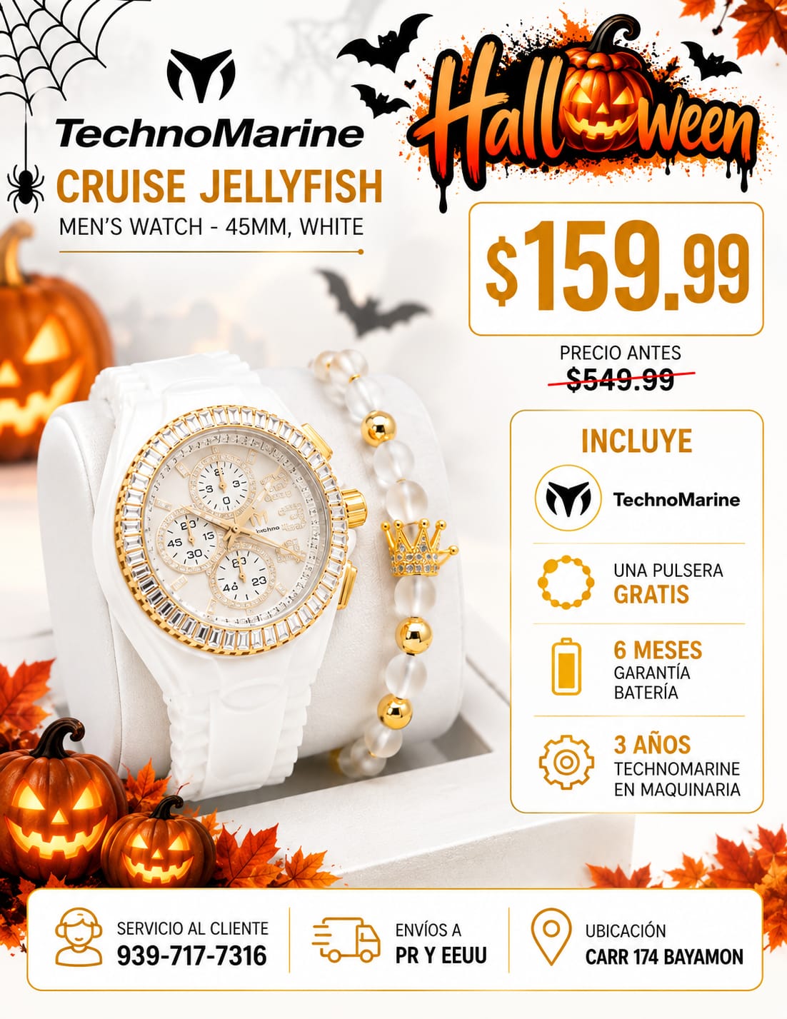 TechnoMarine Cruise JellyFish Men's Watch - 45mm, White  Una pulsera gratis
