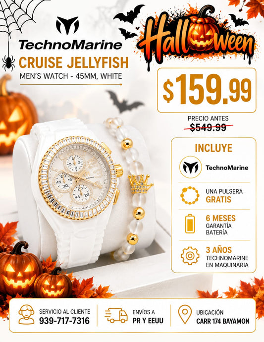 TechnoMarine Cruise JellyFish Men's Watch - 45mm, White  Una pulsera gratis