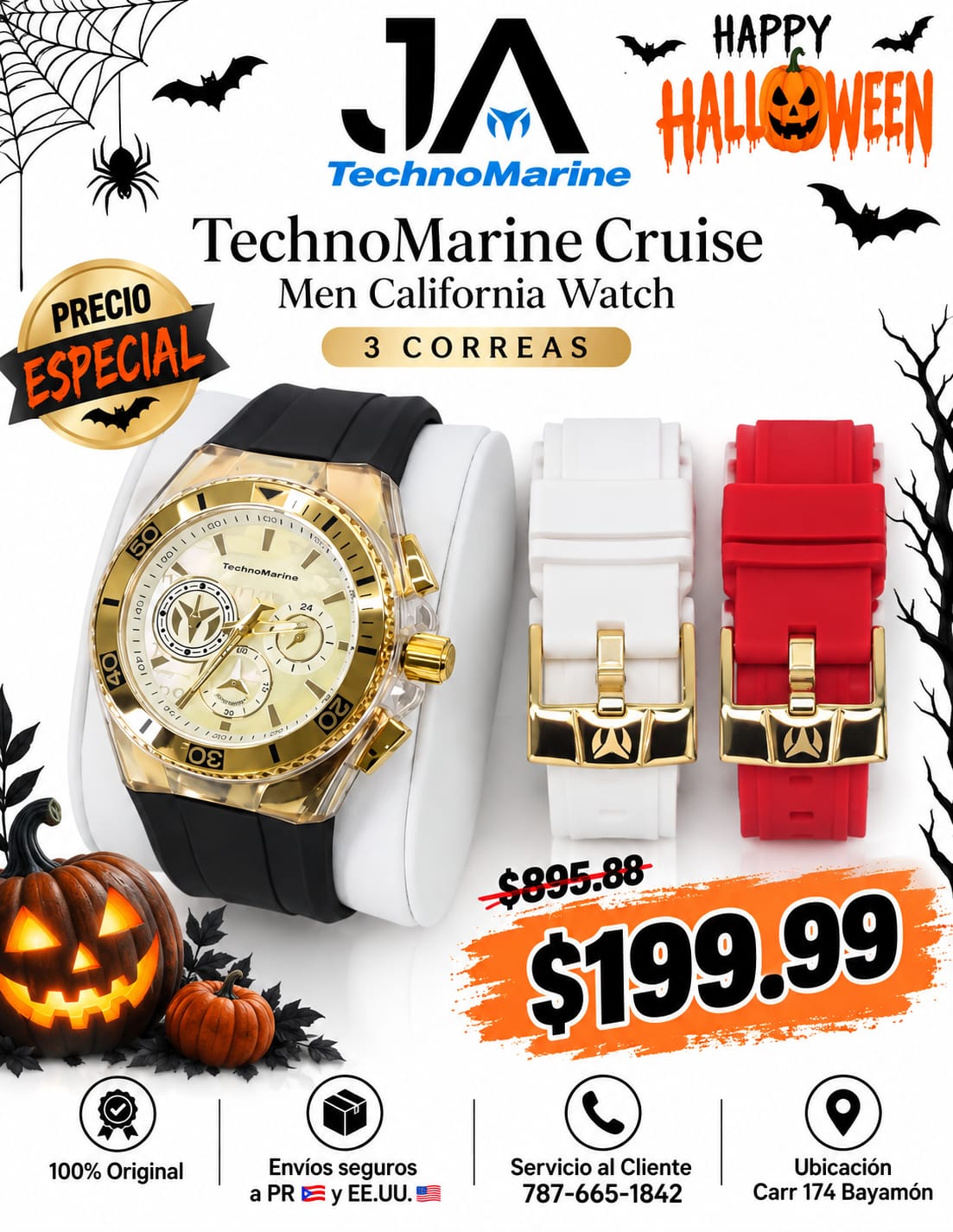 Technomarine Hombre Cruise California Men's Watch w/ Metal, & Oyster Dial Tres Correas