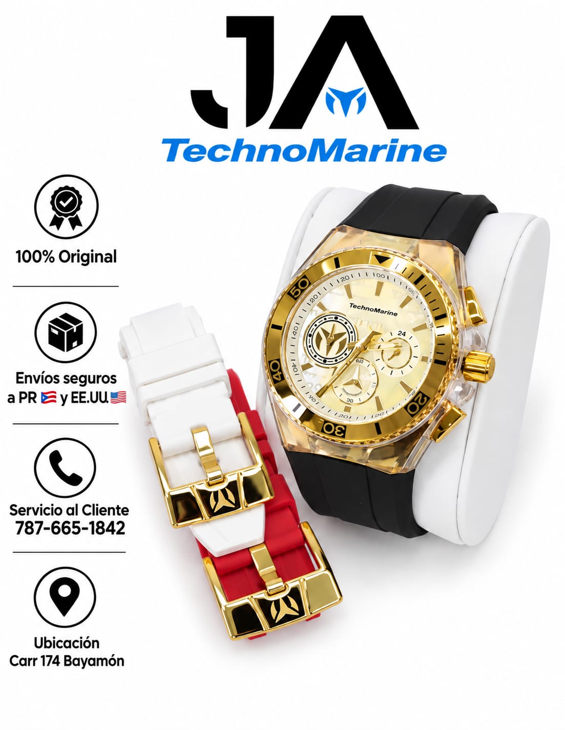 Technomarine Hombre Cruise California Men's Watch w/ Metal, & Oyster Dial Tres Correas
