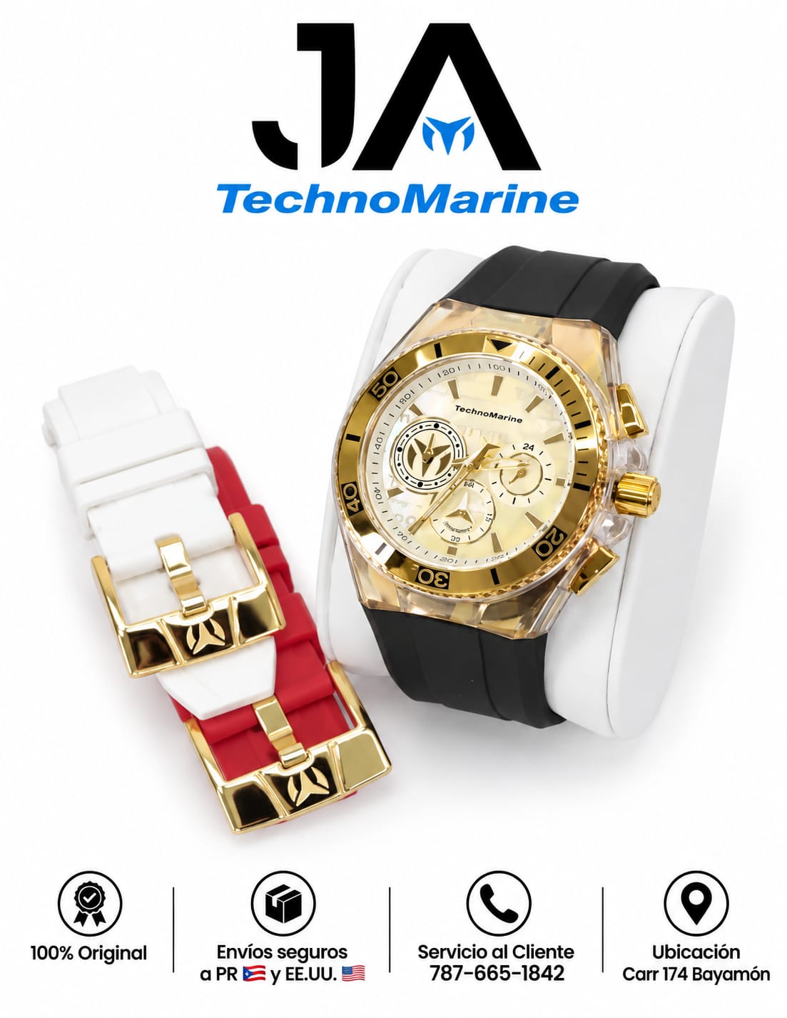 Technomarine Hombre Cruise California Men's Watch w/ Metal, & Oyster Dial Tres Correas