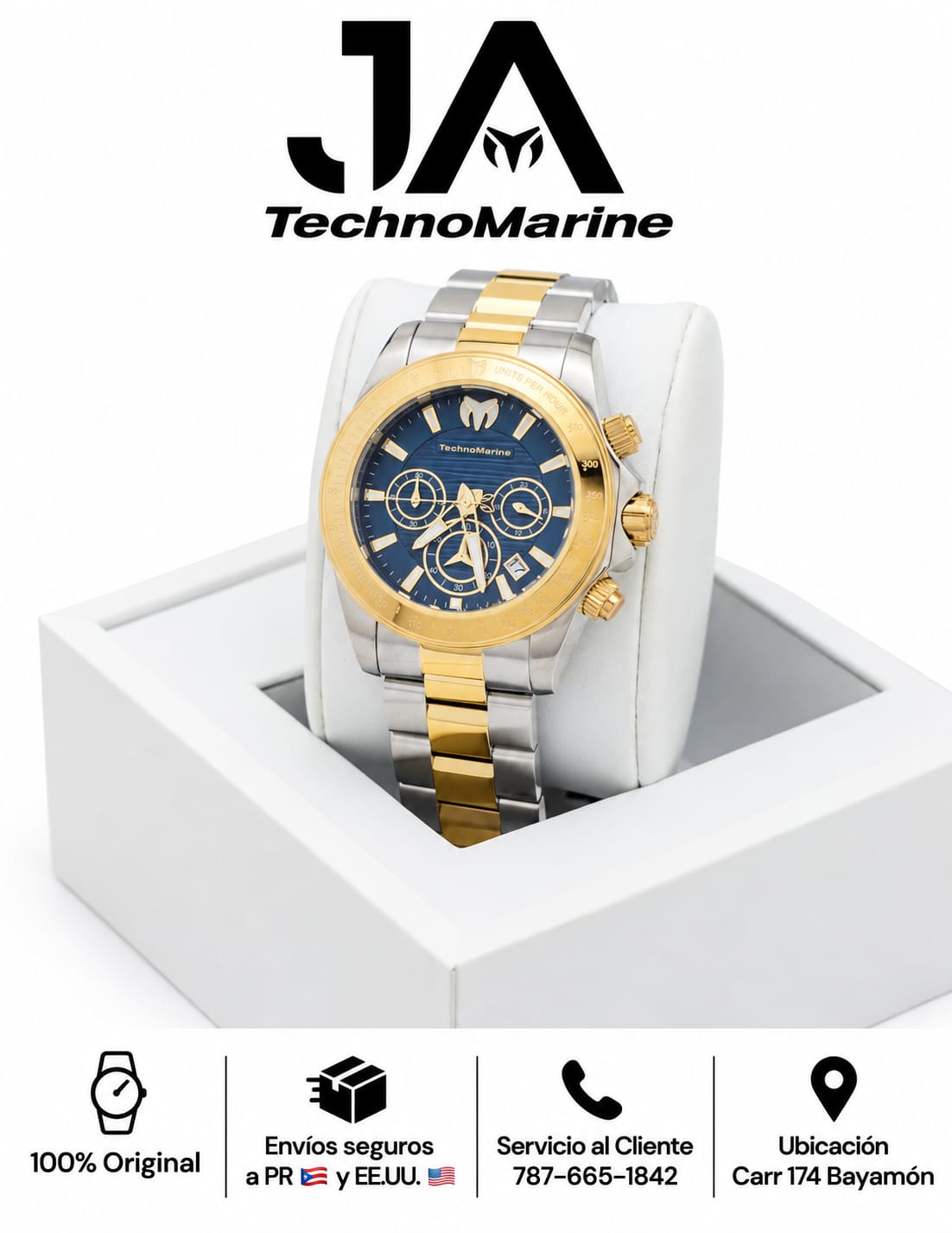 TECHNOMARINE Manta Men 42mm Stainless Steel Gold + Steel Blue dial