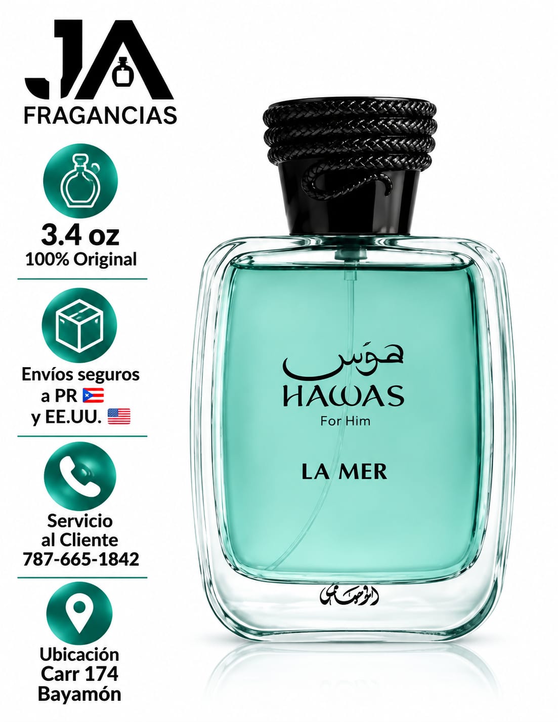 Hawas la Mer Eau De Parfum Men Rasasi  3.38oz 5% Descuento Adicional
