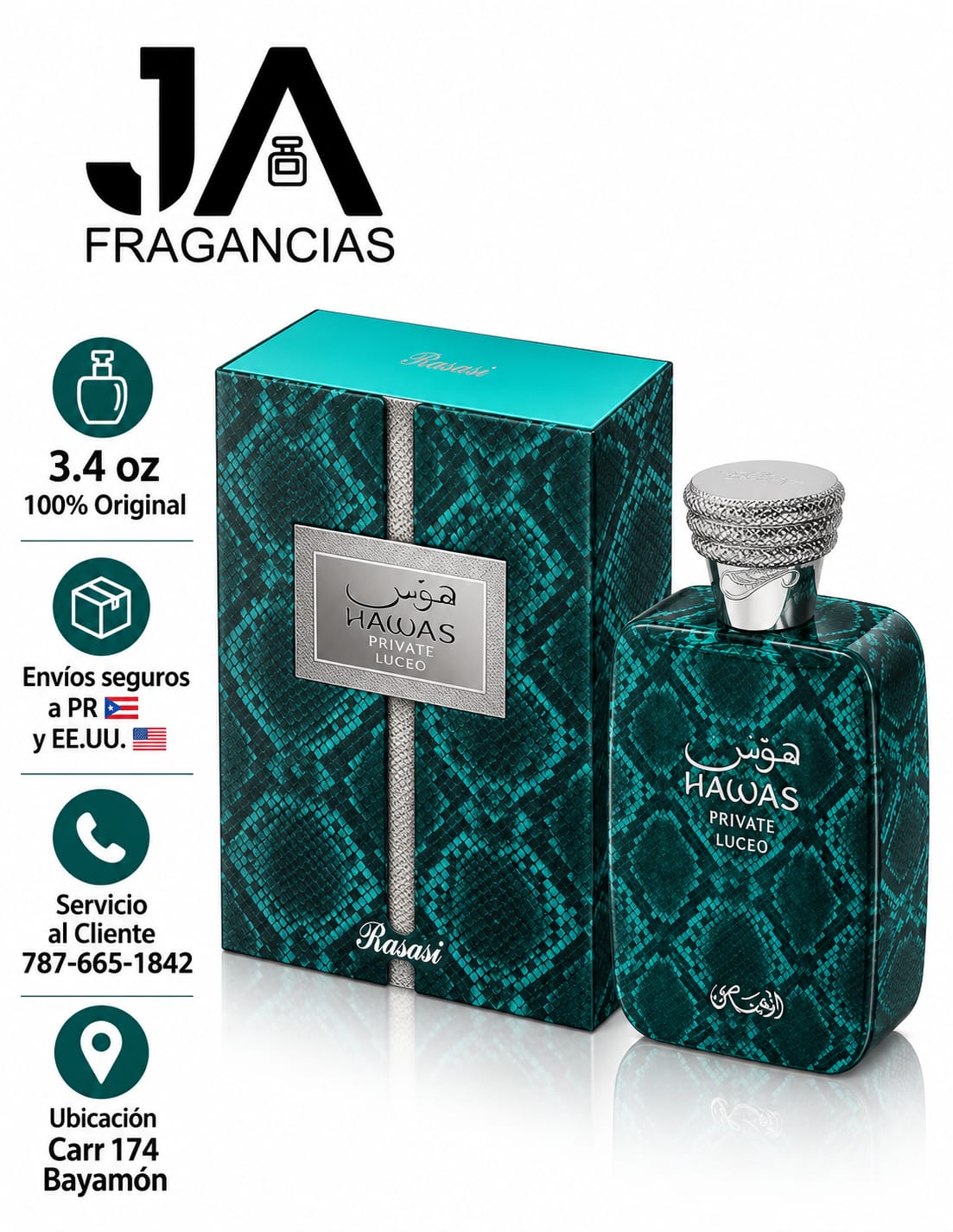 Hawas Private Luceo 3.4oz Extrait De Parfum Unisex Rasasi 5% Descuento Adicional