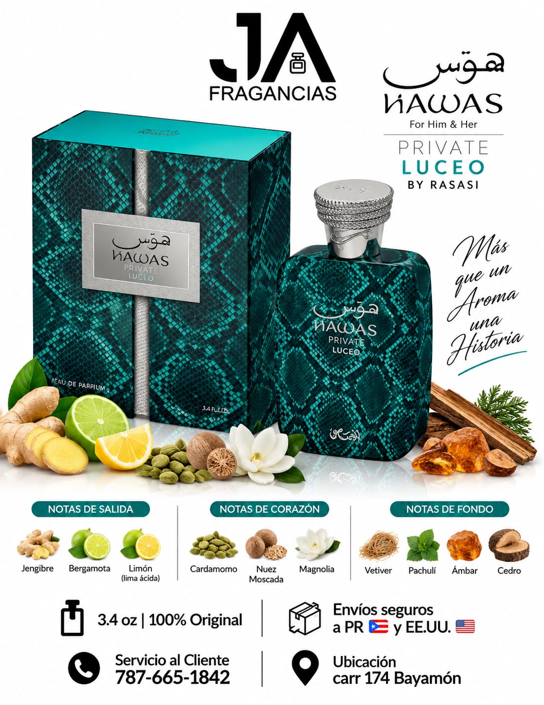 Hawas Private Luceo 3.4oz Extrait De Parfum Unisex Rasasi 5% Descuento Adicional