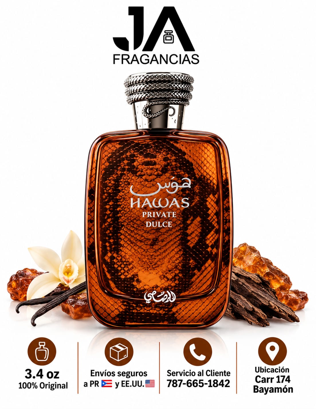 Hawas Private Dulce Rasasi Extrait de Parfum Unisex 3.38oz 5% De Descuento Adicional