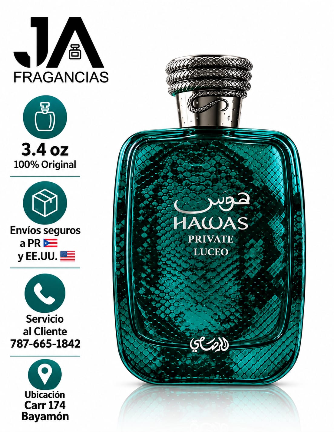 Hawas Private Luceo 3.4oz Extrait De Parfum Unisex Rasasi 5% Descuento Adicional