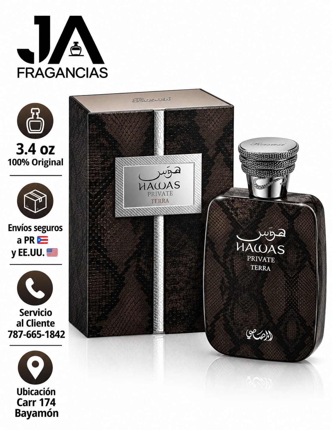 Hawas Private Terra Extrait De Parfum Rasasi Unisex + 5 % Descuento Adicional