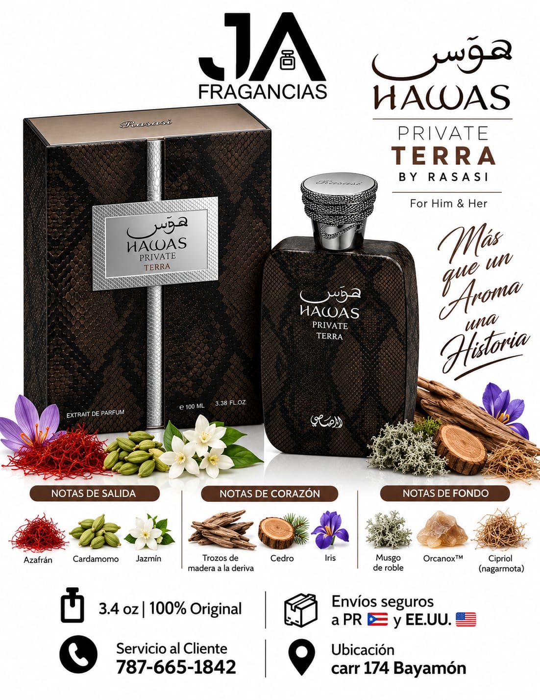 Hawas Private Terra Extrait De Parfum Rasasi Unisex + 5 % Descuento Adicional