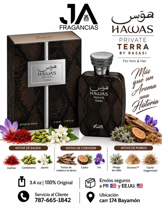 Hawas Private Terra Extrait De Parfum Rasasi Unisex + 5 % Descuento Adicional