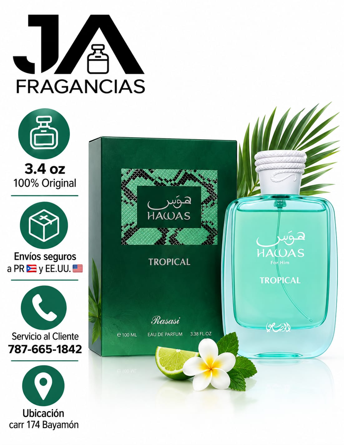 Hawas Tropical Eau de Parfum Rasasi for men 3.4oz 5% De Descuento Adicional