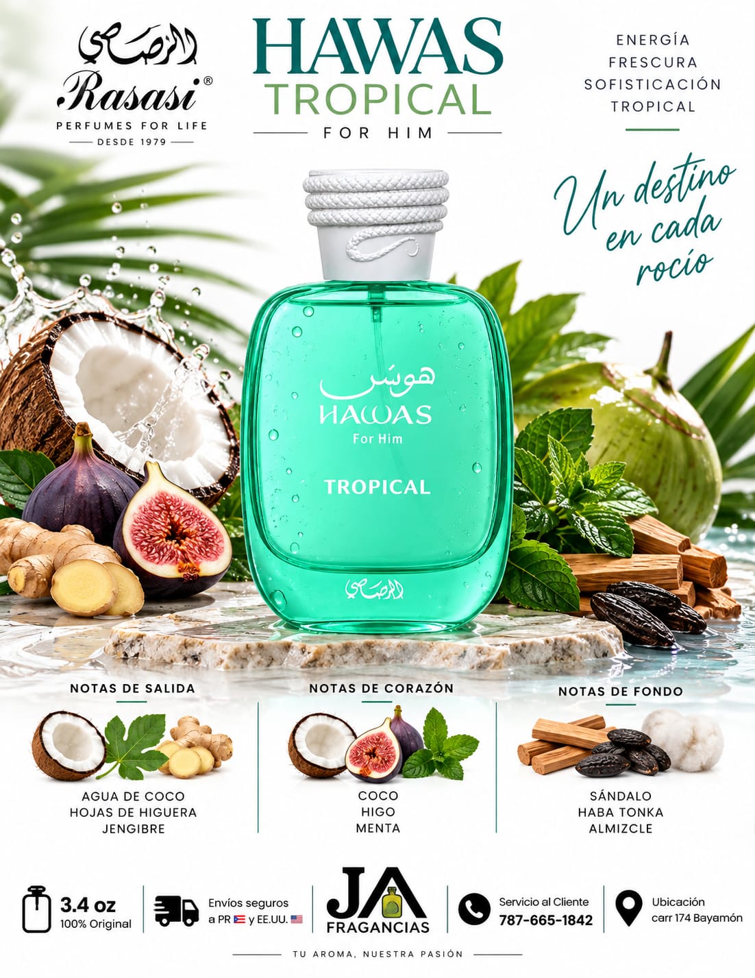 Hawas Tropical Eau de Parfum Rasasi for men 3.4oz 5% De Descuento Adicional