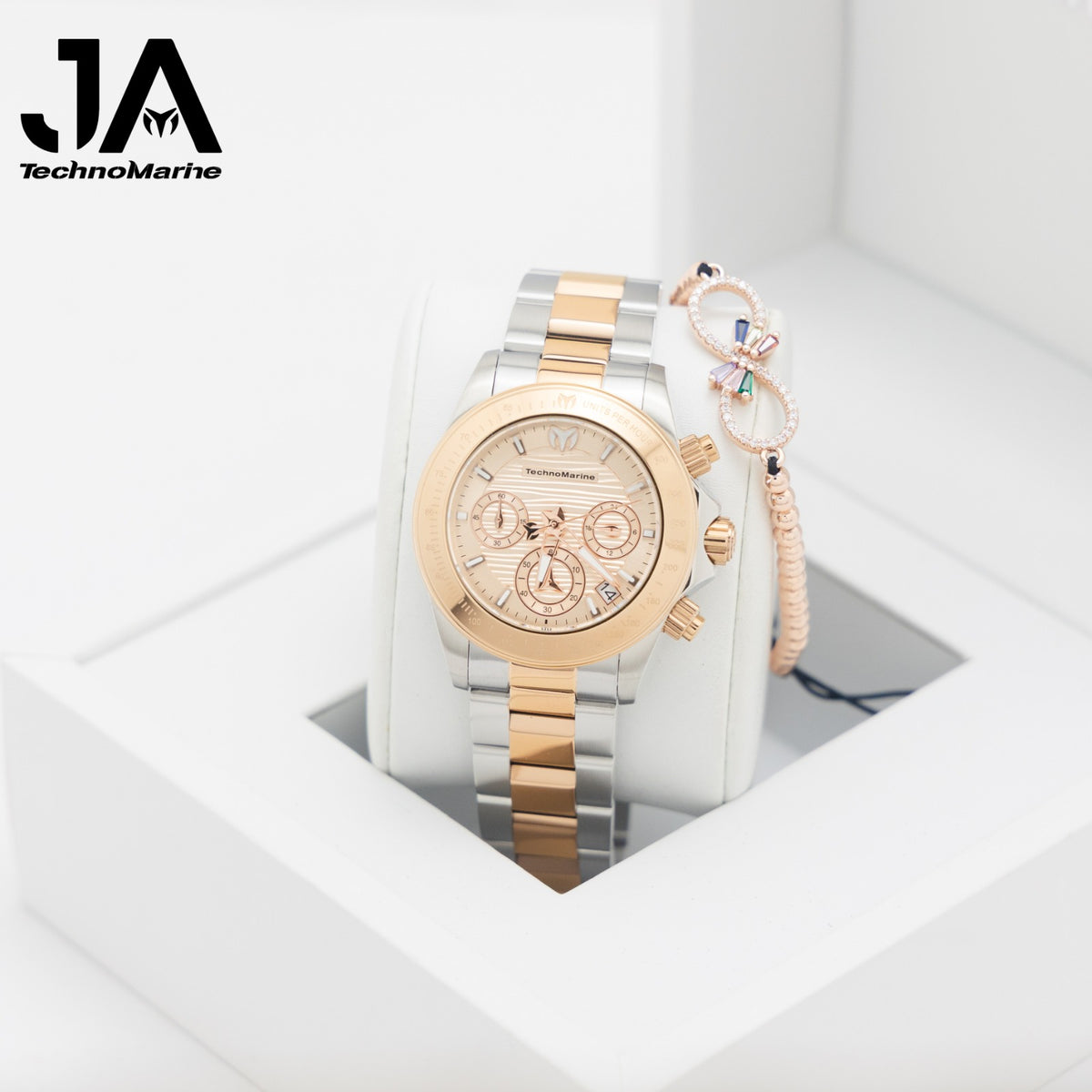 Technomarine Manta Ray Chronograph Quartz White Dial 38mm Rose Gold Incluye Pulsera