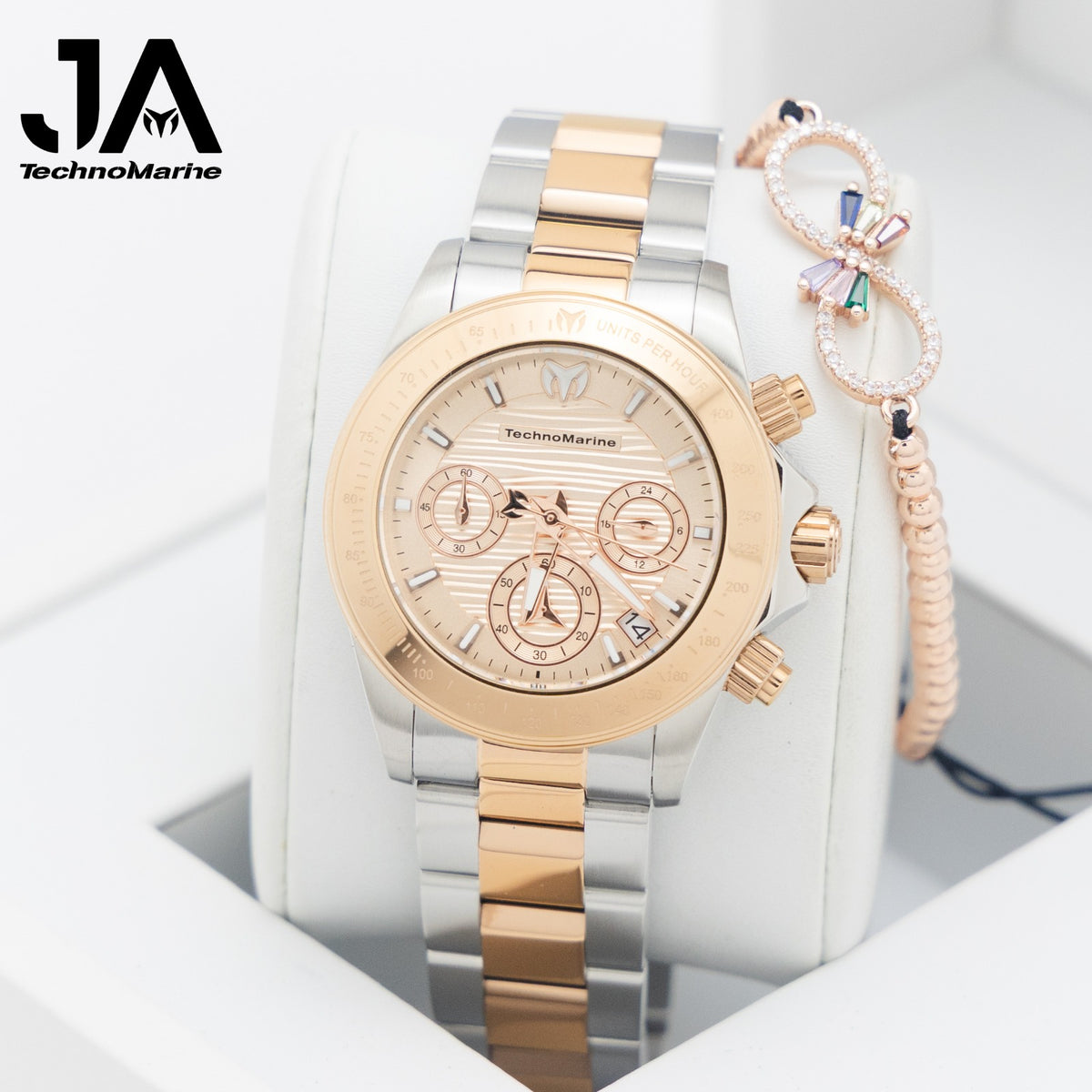 Technomarine Manta Ray Chronograph Quartz White Dial 38mm Rose Gold Incluye Pulsera