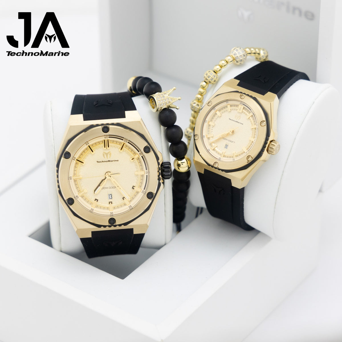 TechnoMarine Coral Legacy Sport Men's Watch  45mm, Black, TechnoMarine Coral Legacy Women Watch - 36mm,2 PULSERA GRATIS