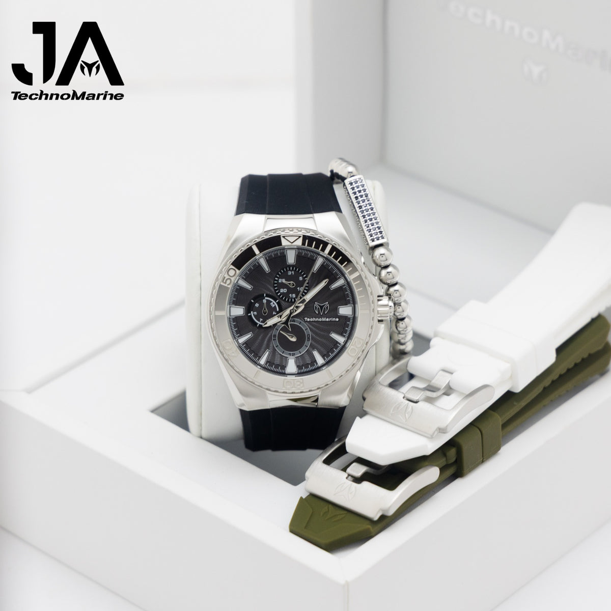 TechnoMarine Cruise California Watch - 40.57mm, Black, White, Pink - TechnoMarine Cruise California Men's Watch - 45mm, Black, White, Green Interchangeable Strap Silver - Black
