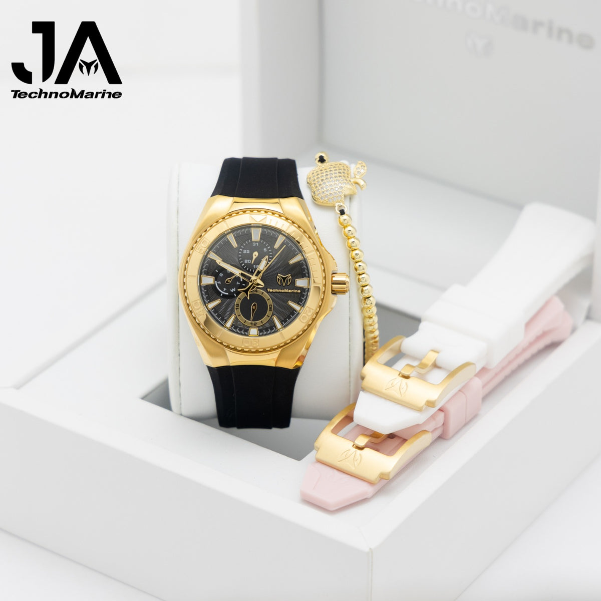 Technomarine  40mm Cruise Chronograph Quartz Gold Dial Unisex Watch Una Pulsera Gratis