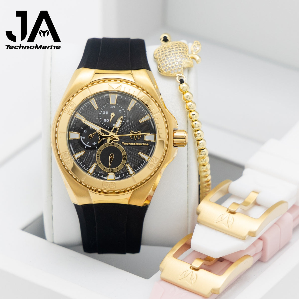Technomarine  40mm Cruise Chronograph Quartz Gold Dial Unisex Watch Una Pulsera Gratis