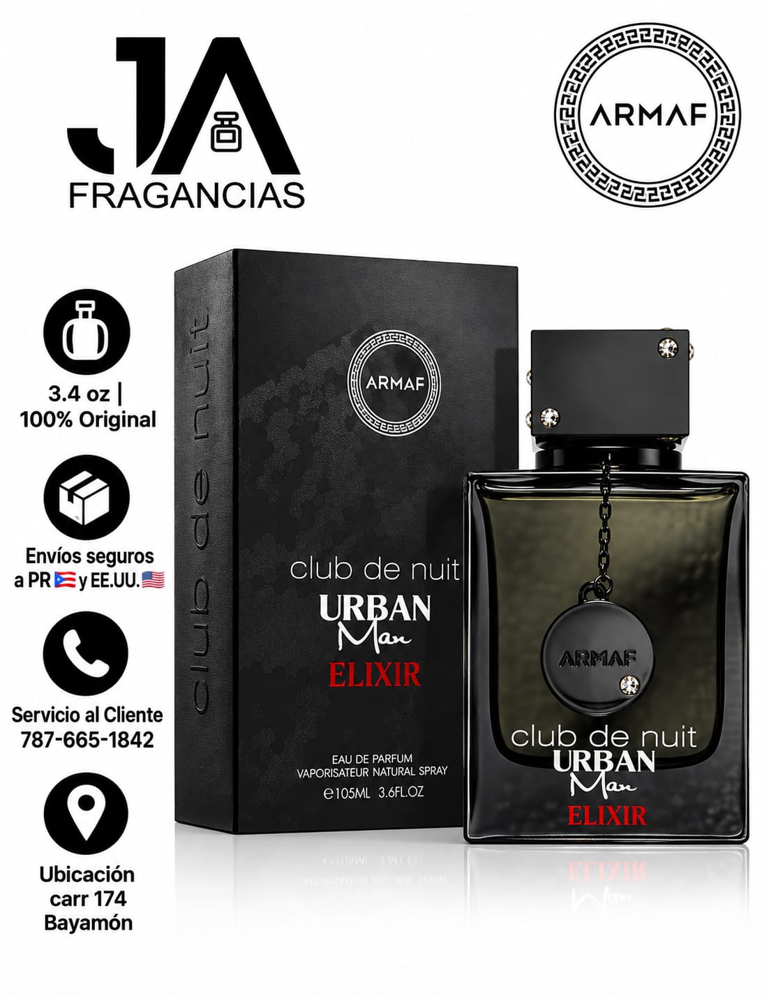 Club De Nuit Urban Man Elixir Armaf  3.6oz 5% De Descuento Adicional