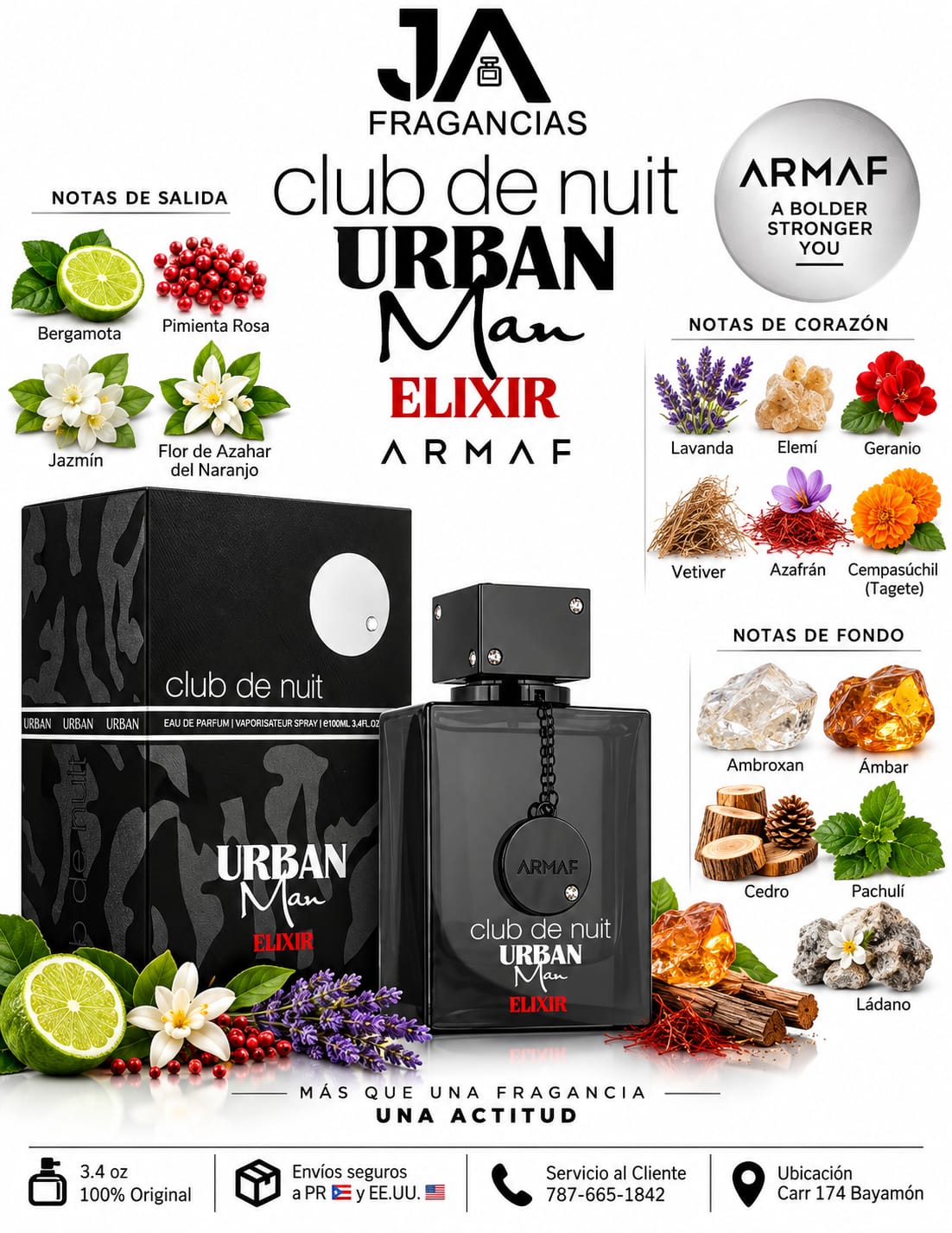 Club De Nuit Urban Man Elixir Armaf  3.6oz 5% De Descuento Adicional