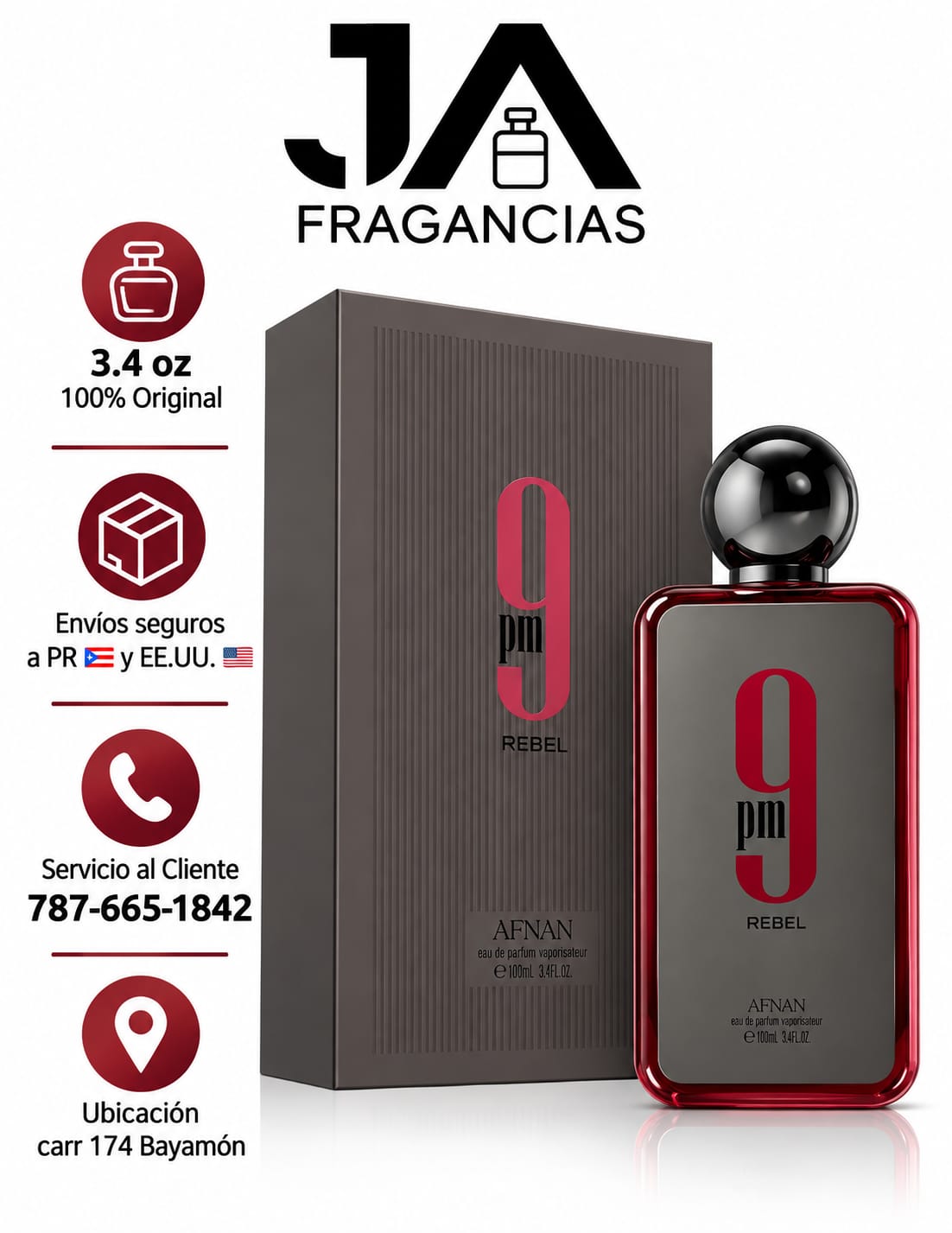 9 pm Rebel Afnan 3.4oz 5% De Descuento Adicional
