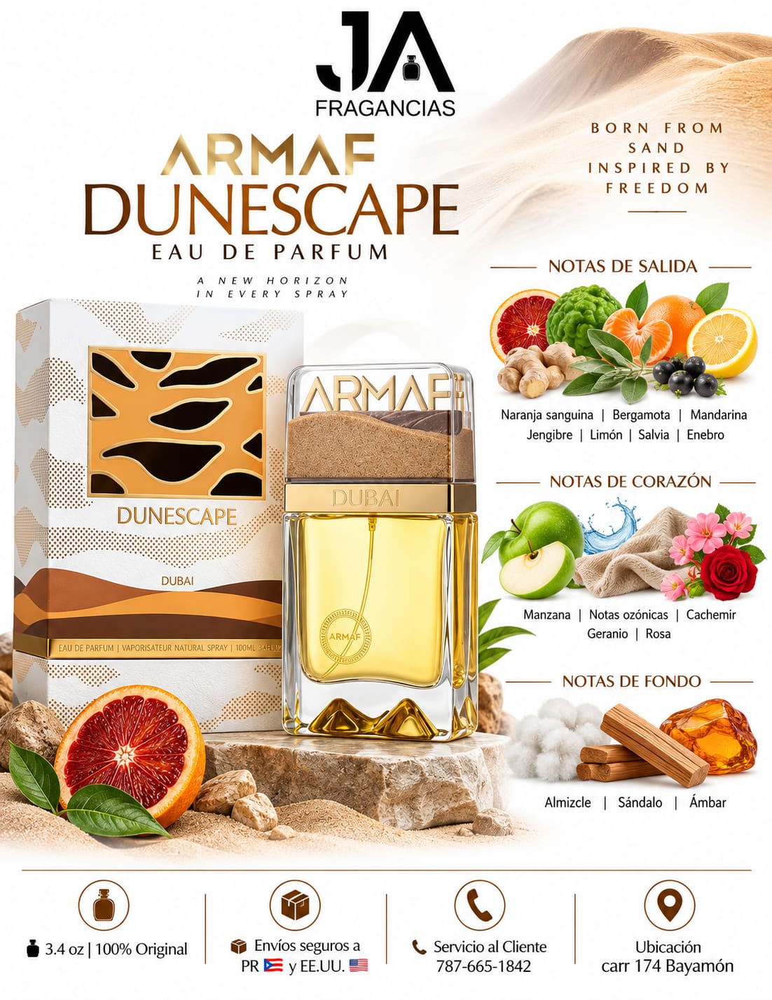DUNESCAPE DUBAI ARMAF 3.4OZ EXTRAIT DE PARFUM ARMAF - 5% DE DESCUENTO ADICIONAL - PRECIO FINAL $39.99