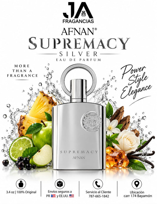 SUPREMACY SILVER MEN AFNAN EAU DE PARFUM 3.4OZ 5% DE DESCUENTO ADICIONAL