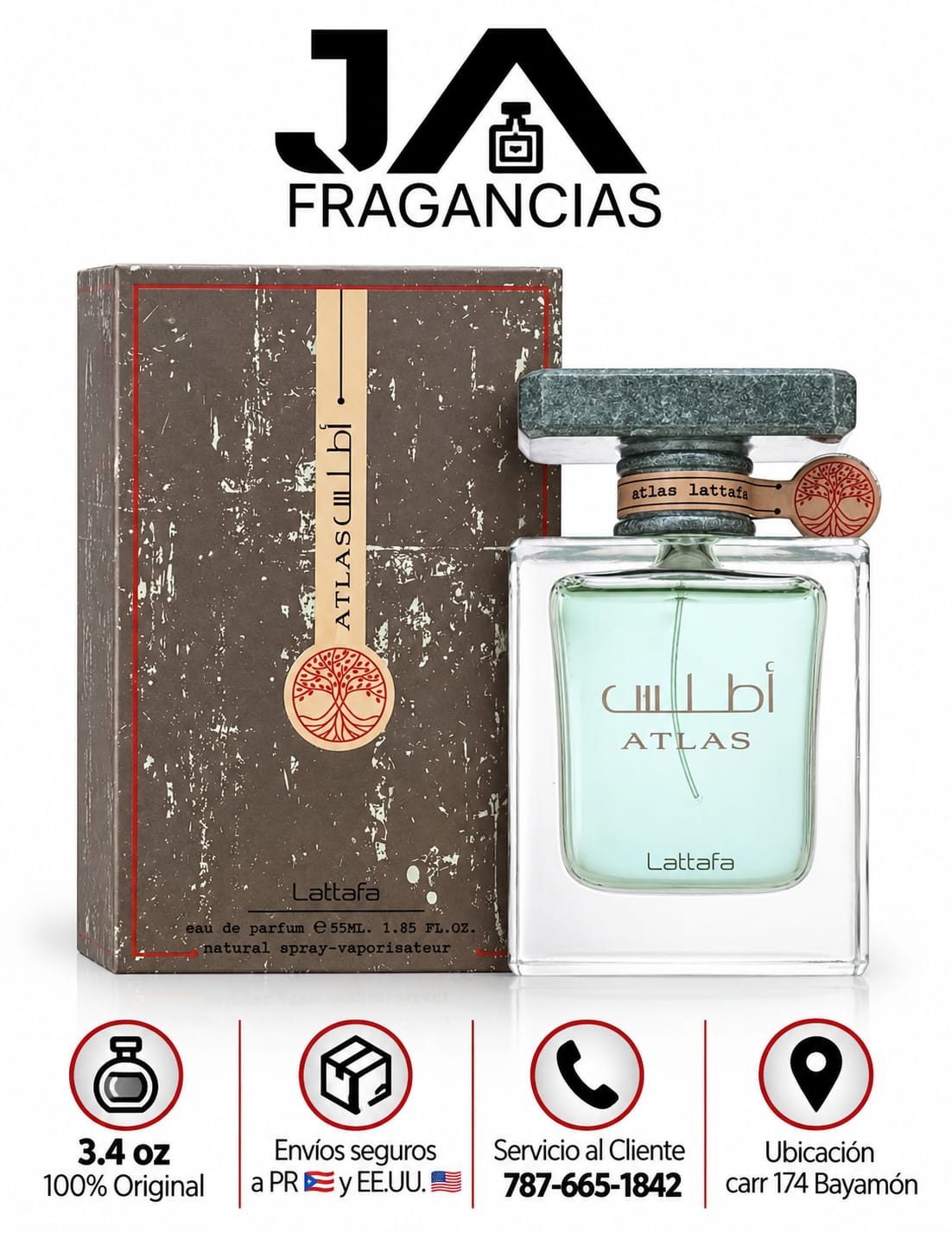 Atlas Lattafa Unisex Eau De Parfum 1.85 oz 5% De Descuento Adicional
