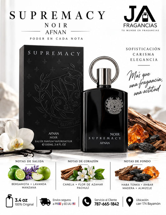 SUPREMACY NOIR AFNAN EAU DE PARFUM 3.4OZ 5% DE DESCUENTO ADICIONAL