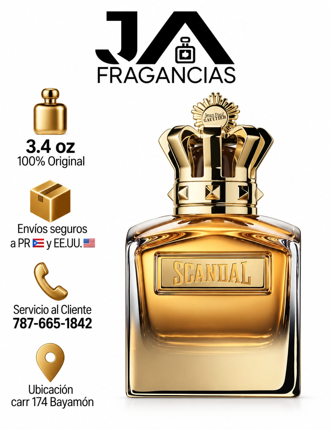 SCANDAL ABSOLU JEAN PAUL GAULTIER PARFUM CONCENTRE POUR HOMME 3.4OZ 5% De Descuento Adicional