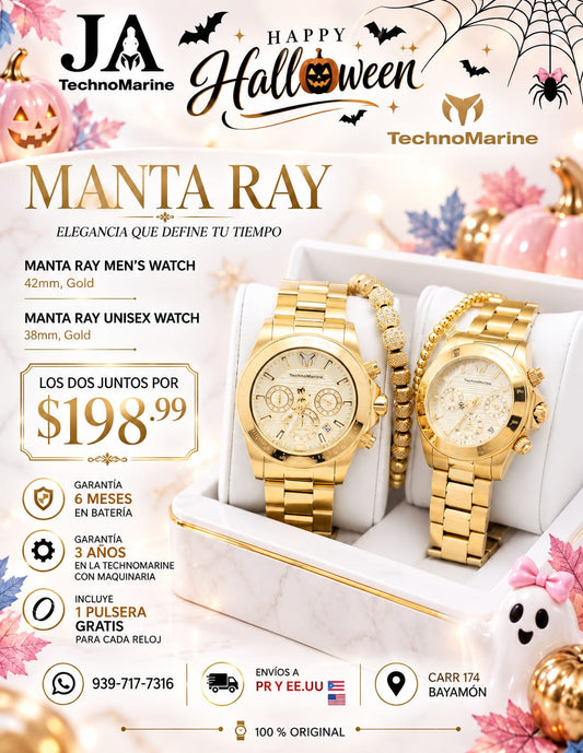2x 1 Technomarine Manta Ray Gold 42mm & Manta Ray Gold 38mm 2 Pulseras