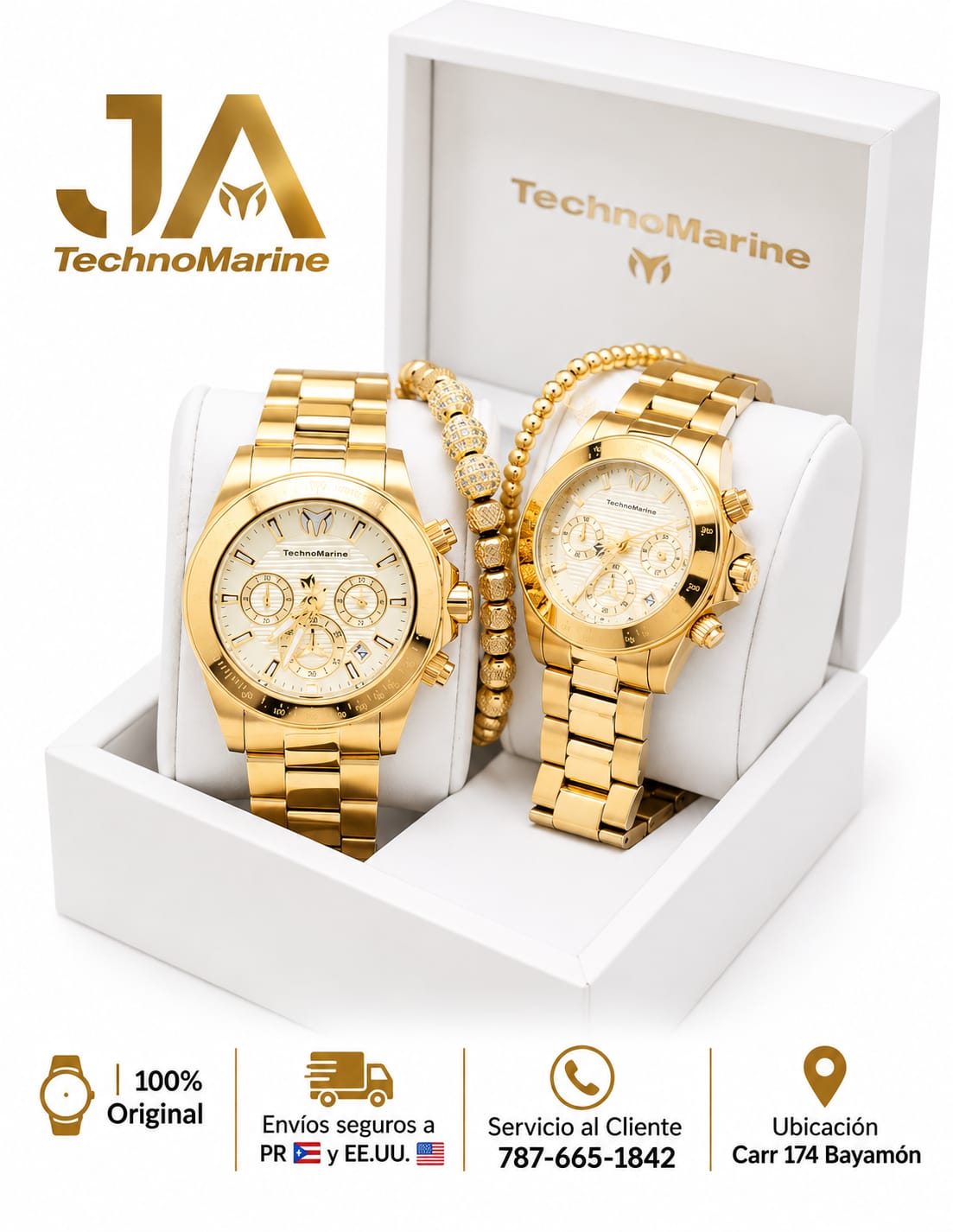 2x 1 Technomarine Manta Ray Gold 42mm & Manta Ray Gold 38mm 2 Pulseras