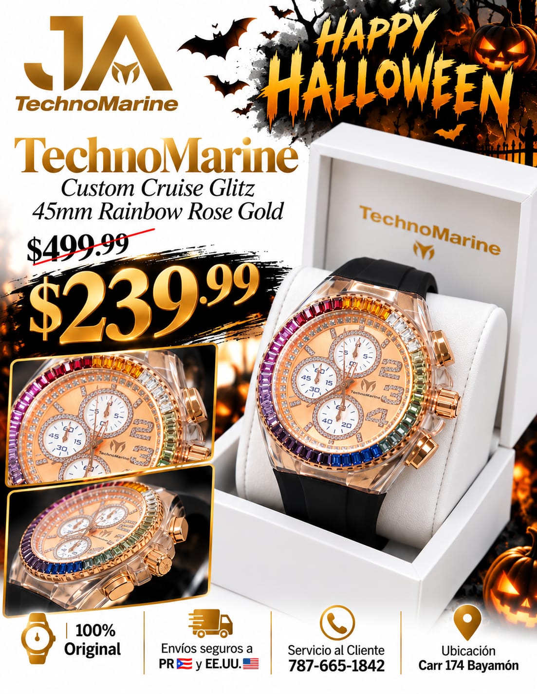 Technomarine Custom Cruise Glitz 45mm Rainbow Rose Gold