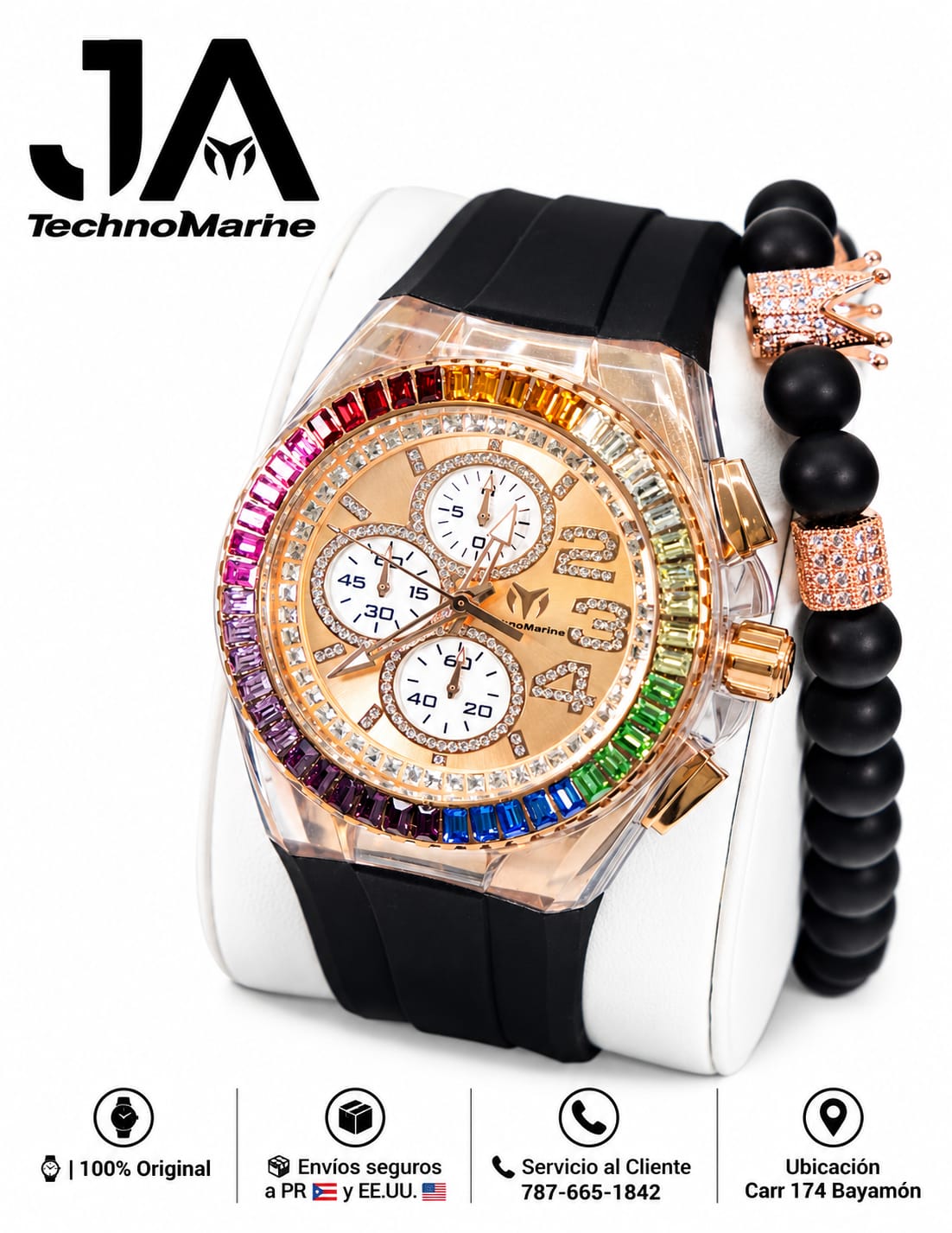 Technomarine Custom Cruise Glitz 45mm Rainbow Rose Gold