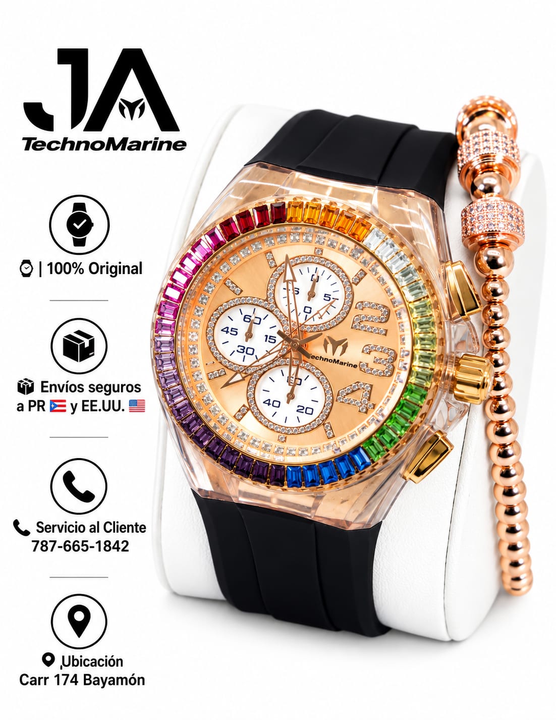 Technomarine Custom Cruise Glitz 45mm Rainbow Rose Gold