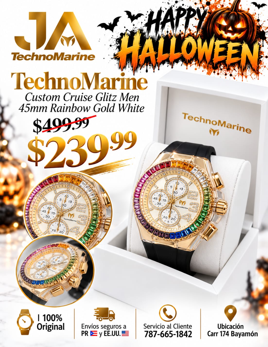 Technomarine Custom Cruise Glitz 45mm Gold Rainbow