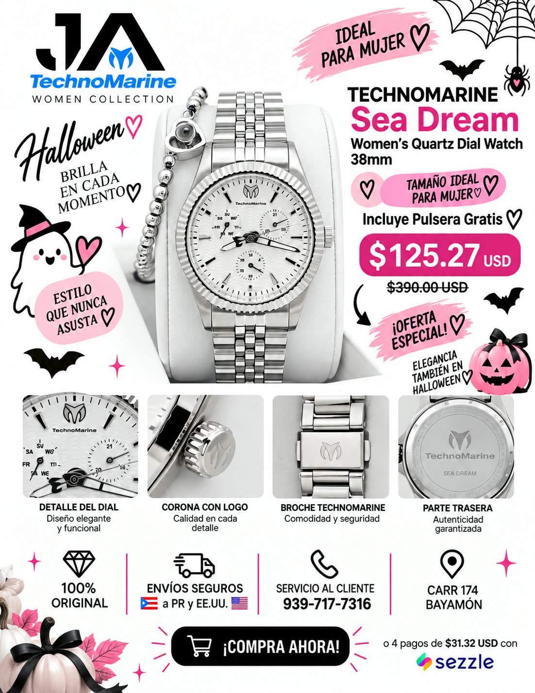 TECHNOMARINE Sea Dream Quartz Dial Watch 38mm Pulsera Gratis