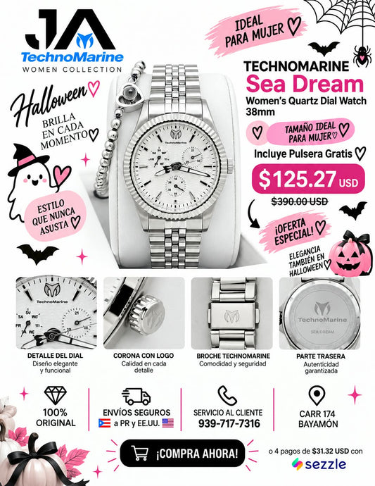 TECHNOMARINE Sea Dream Quartz Dial Watch 38mm Pulsera Gratis