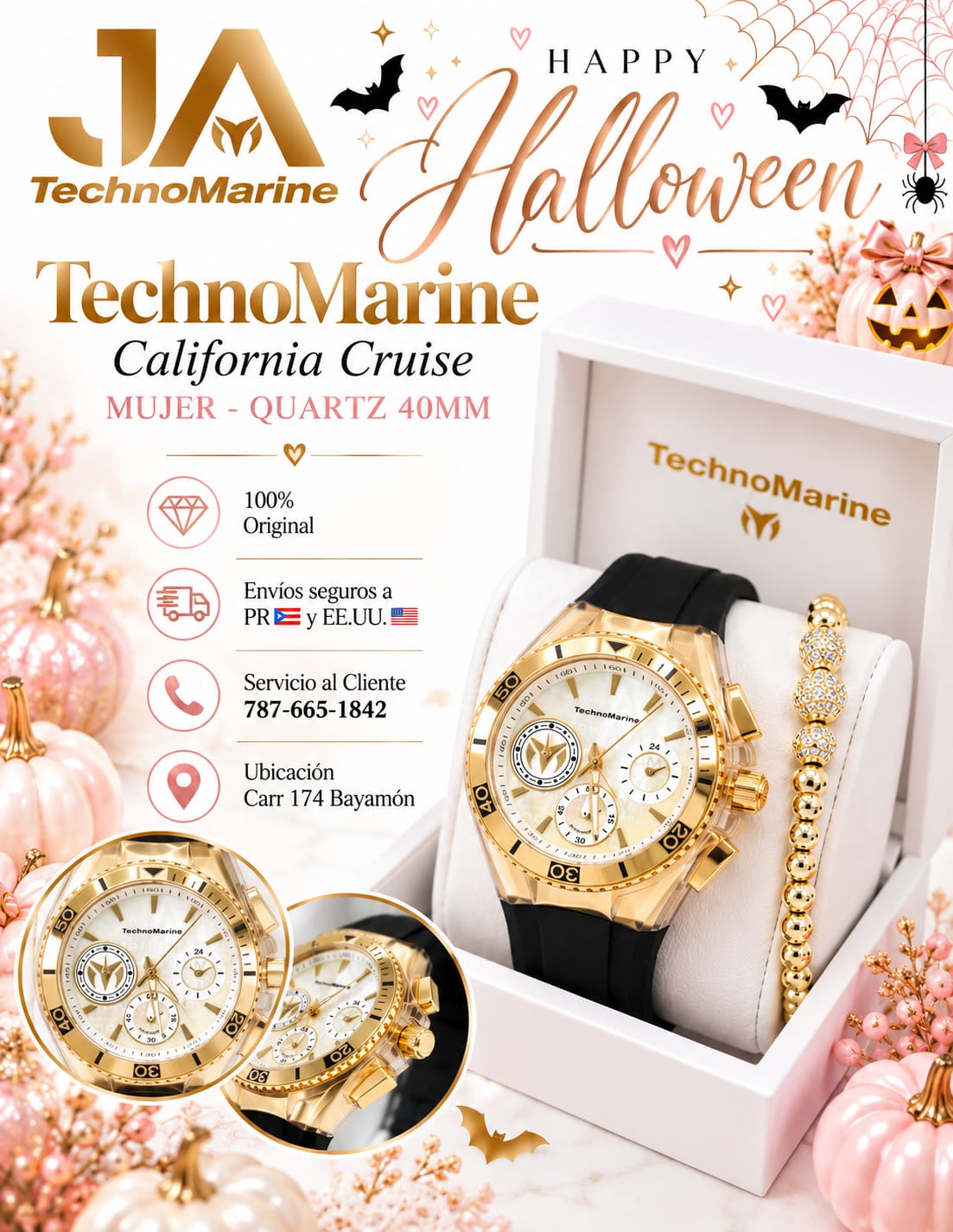 Technomarine California Mujer Cruise Quartz Watch gold 40mm PULSERA INCLUIDA