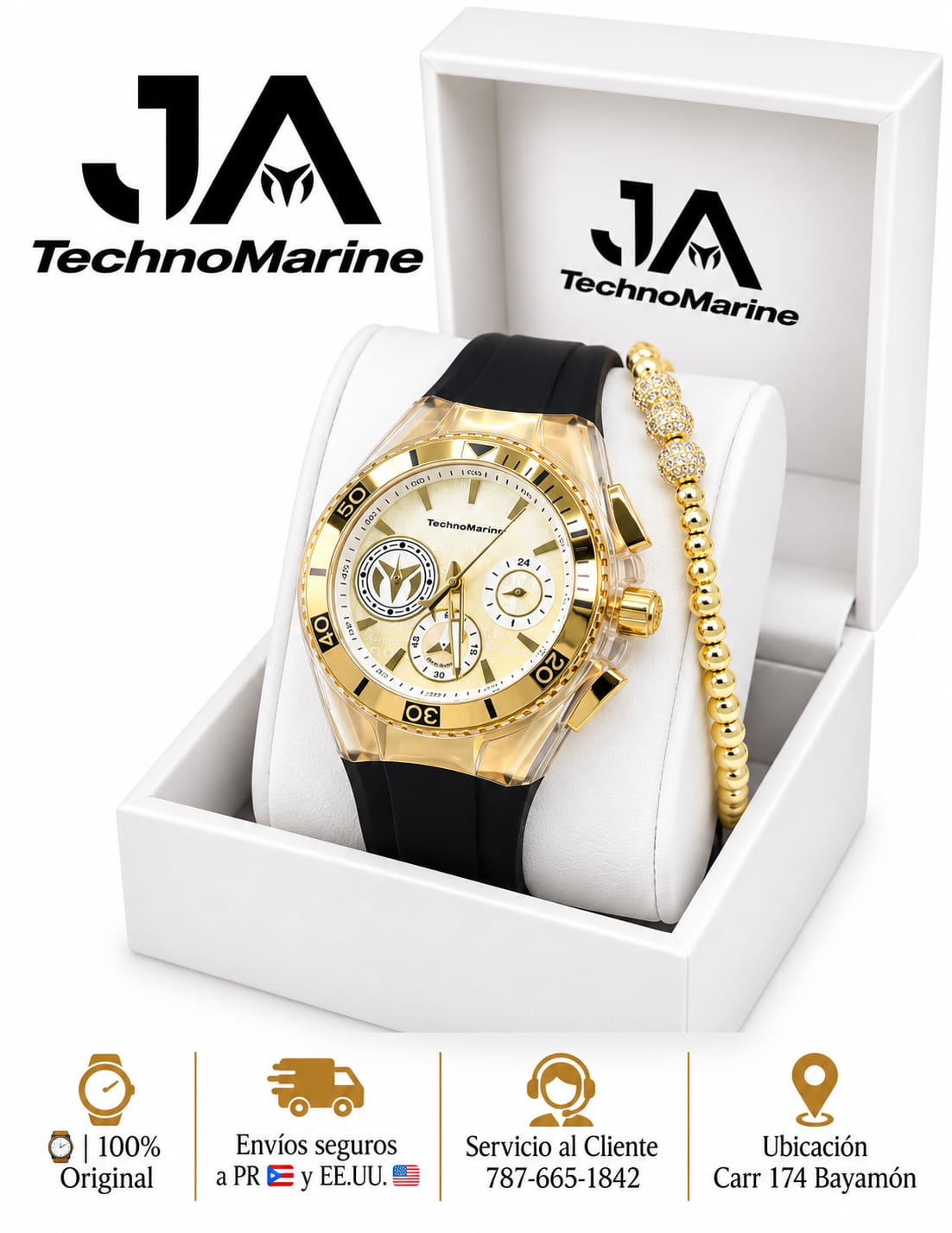 Technomarine California Mujer Cruise Quartz Watch gold 40mm PULSERA INCLUIDA