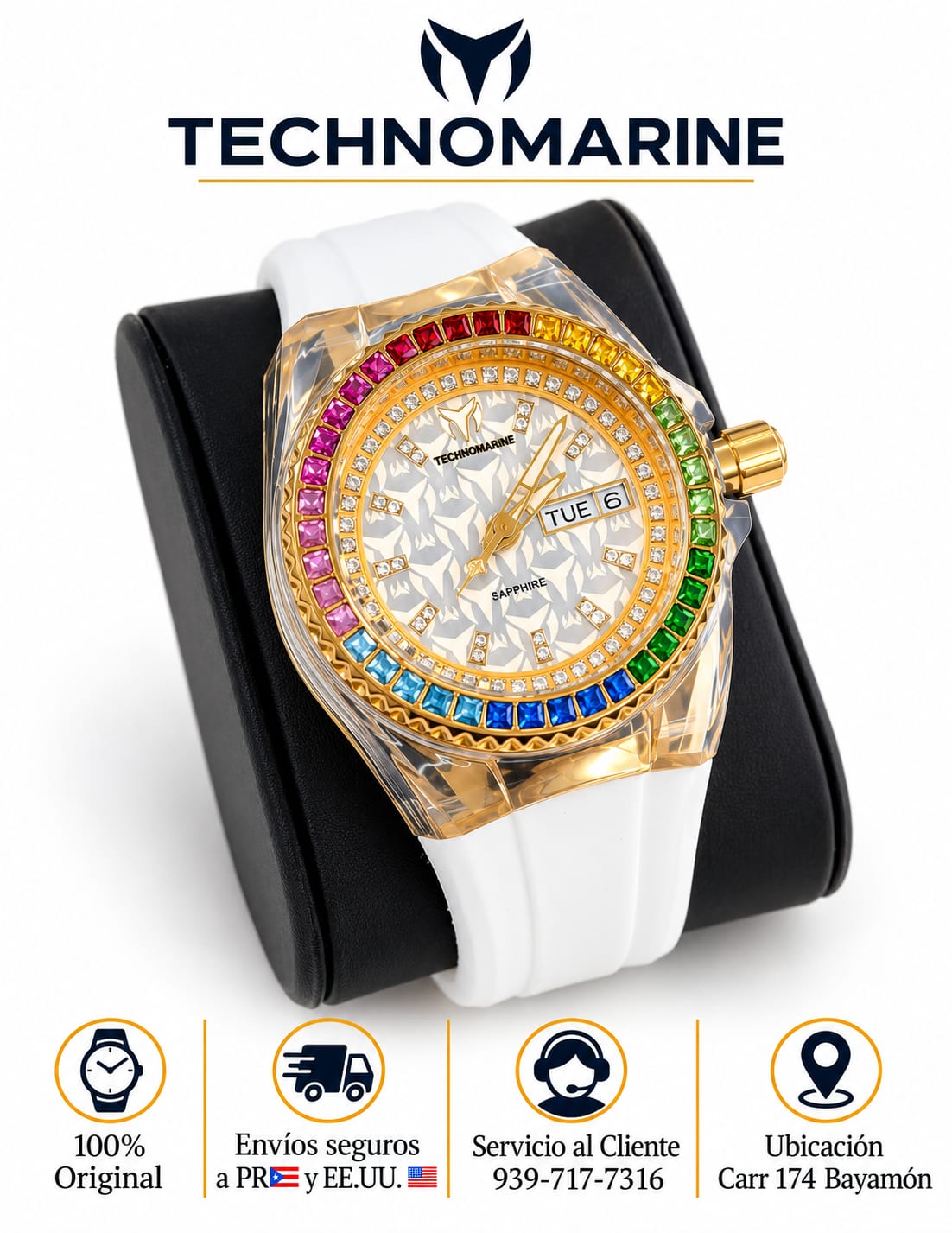 TechnoMarine Cruise Swiss Ronda 517 Caliber Women's Watch w/ Mother of Pearl Dial- 40mm, GOLD Custom