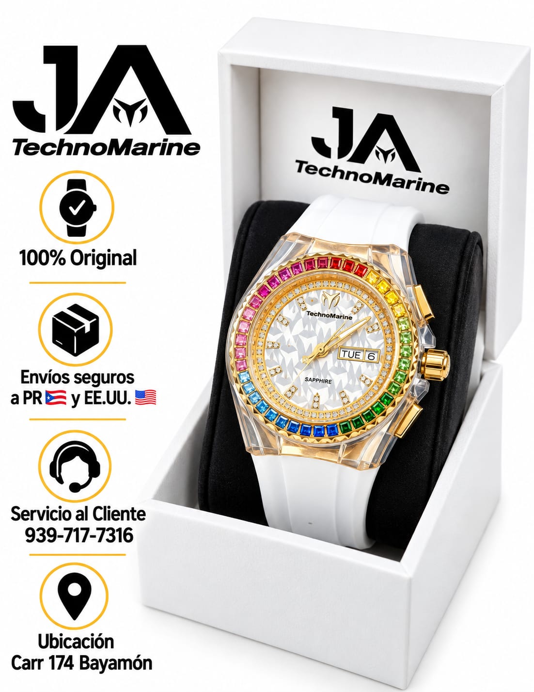 TechnoMarine Cruise Swiss Ronda 517 Caliber Women's Watch w/ Mother of Pearl Dial- 40mm, GOLD Custom