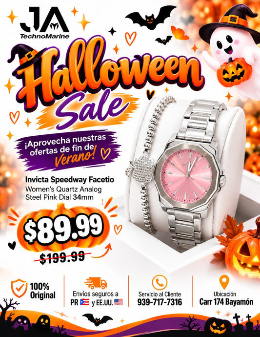 Invicta Speedway Facetio Women's Quartz Analog Steel Pink Dial 34mm Silver