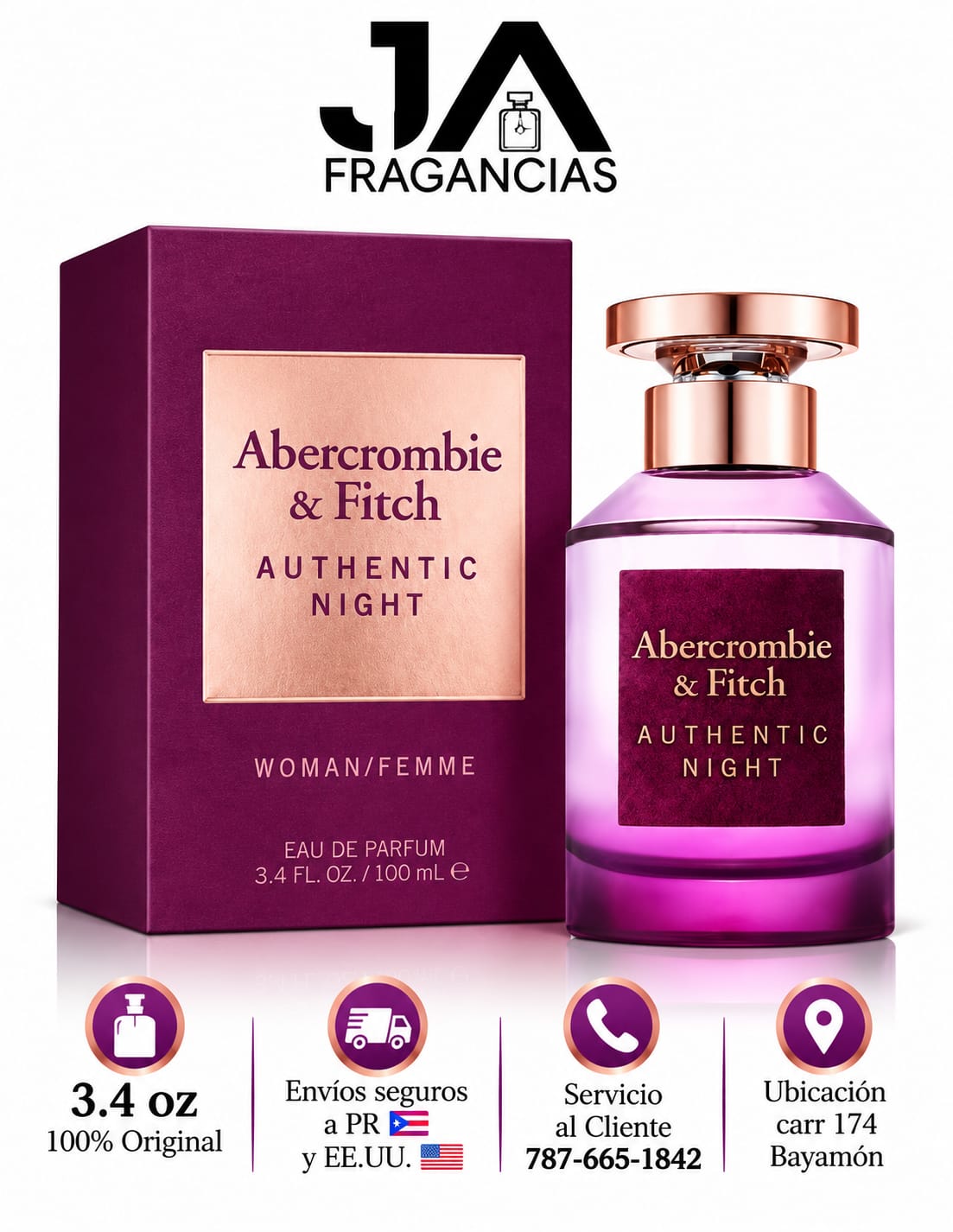 Abercrombie & Fitch Authentic Night Women/Femme Eau De Parfum Spray 3.4 oz
