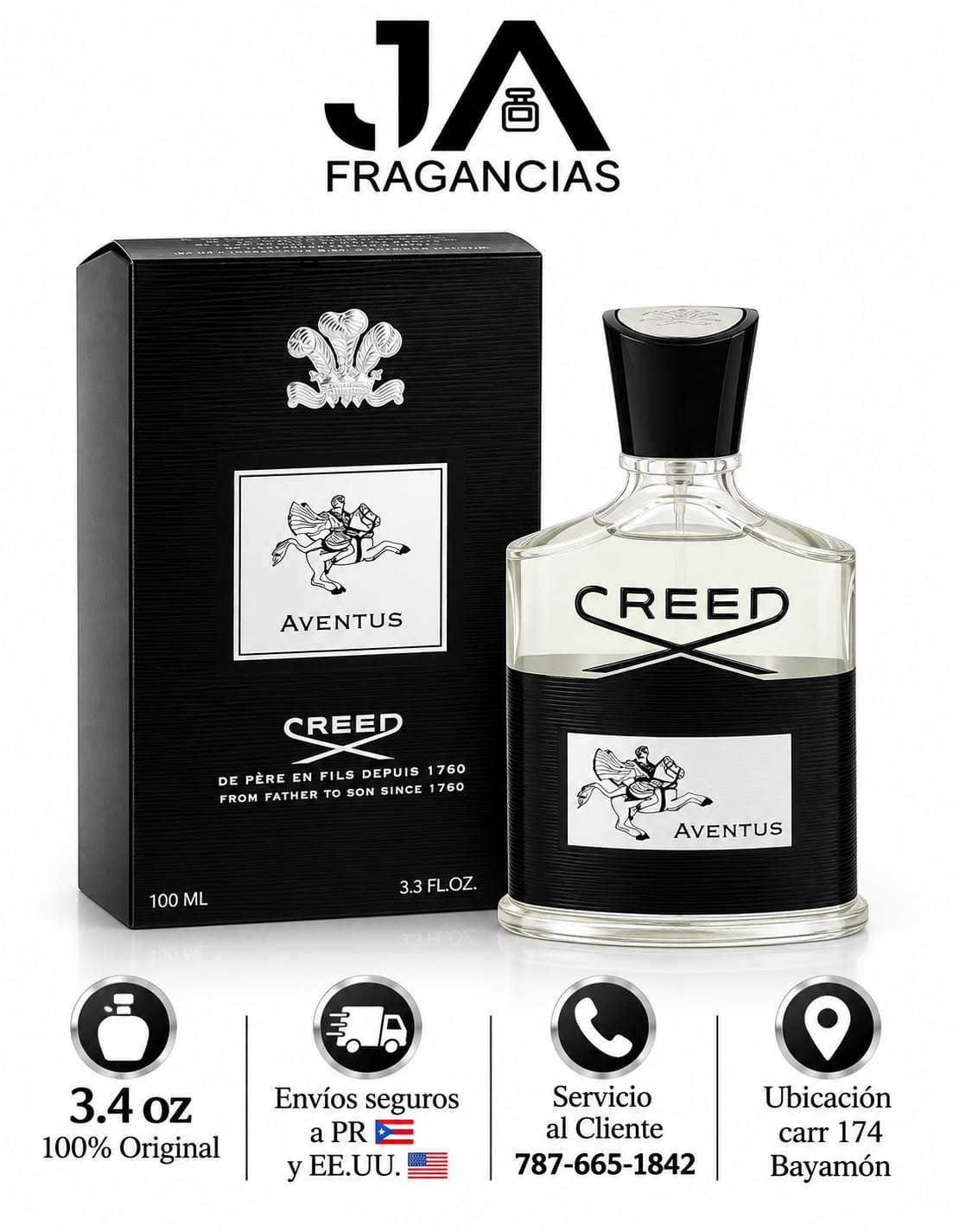 Creed Aventus De Pére en fils Depuis 1760 From Father To Son Since 1760 3.3oz 5% De Descuento Adicional